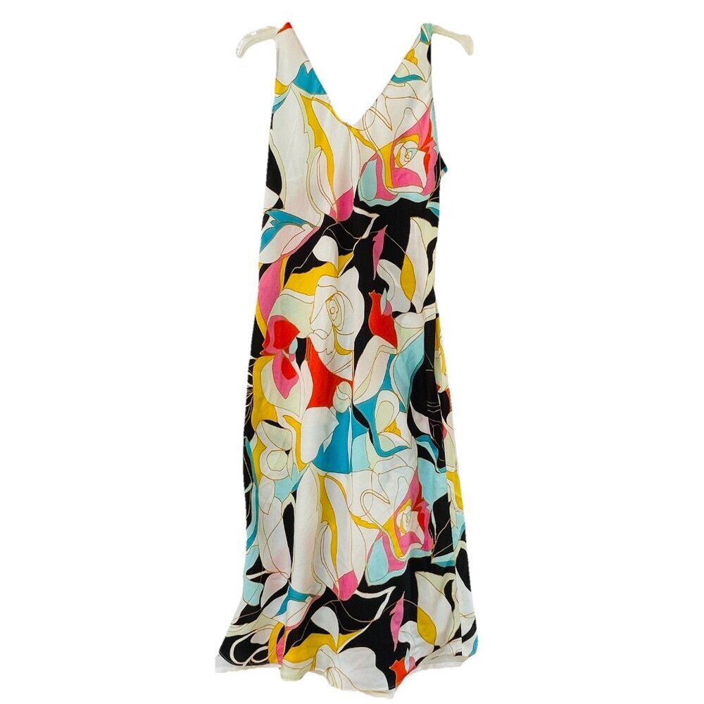 Natori Midi Dress Womens Medium Colorful Y2K Fairy Whimsy‎ Sleeveless Party
